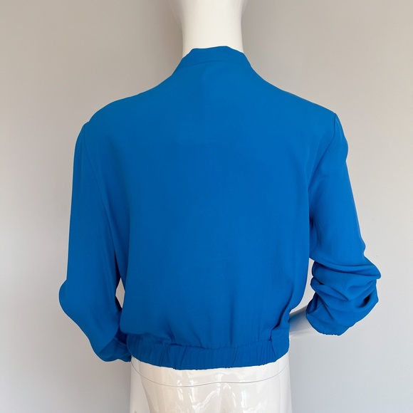 $280 NWT Mariella Rosati Made In Italy Blue Zip Up Top Blouse Long Sleeve 40IT - Picture 10 of 17